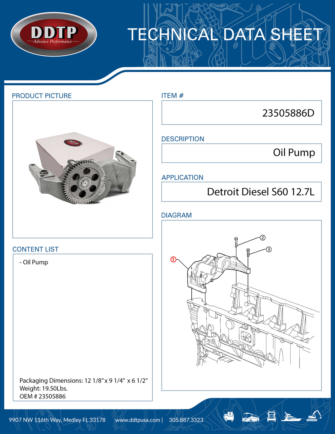 Oil Pump ASM S60 12.7L (23505886)