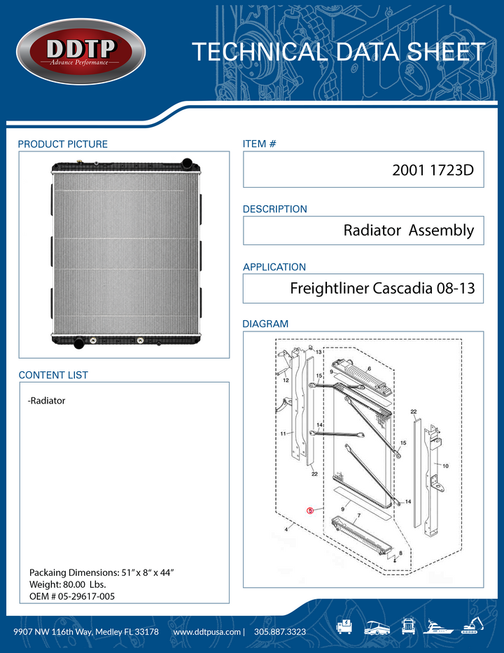 Radiator Freightliner Cascadia, Columbia & Century