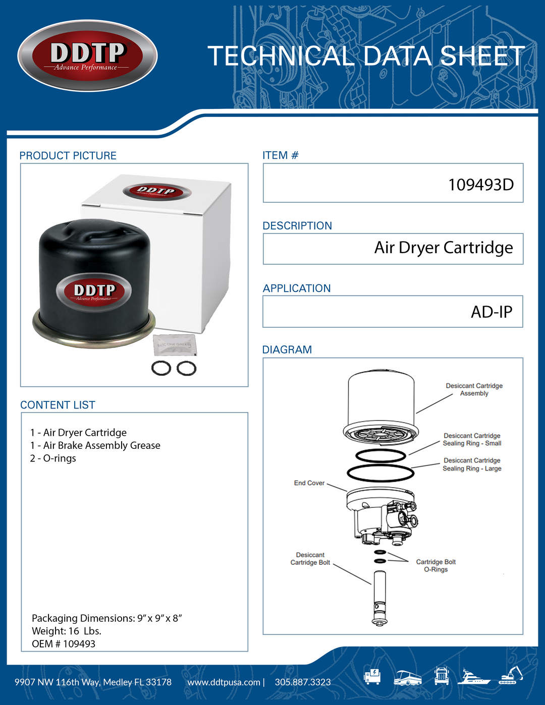 Air Dryer Desiccant Cartridge Kit AD-IP