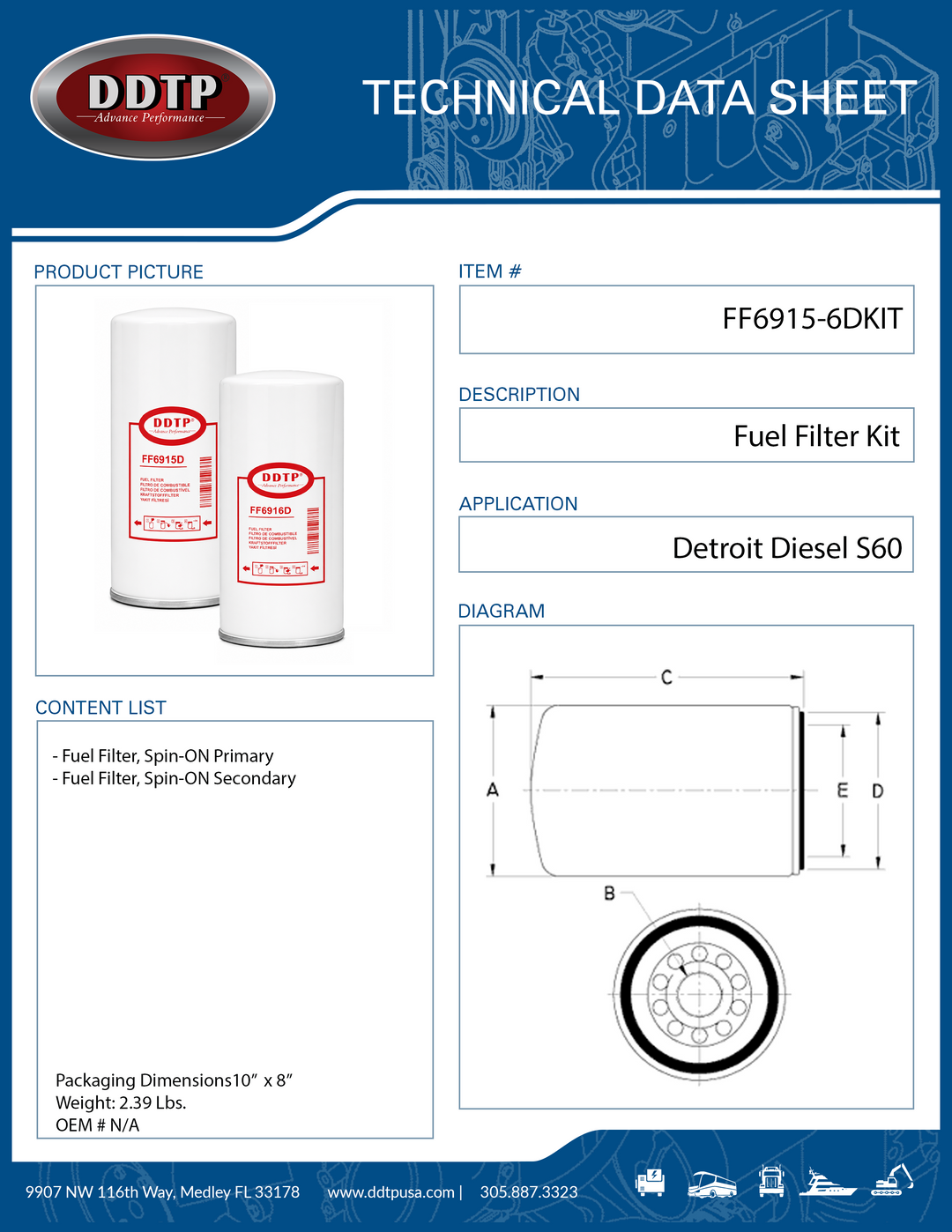 Fuel Filter Kit Detroit S60 Primary & Seconday (23530706, 23530707)