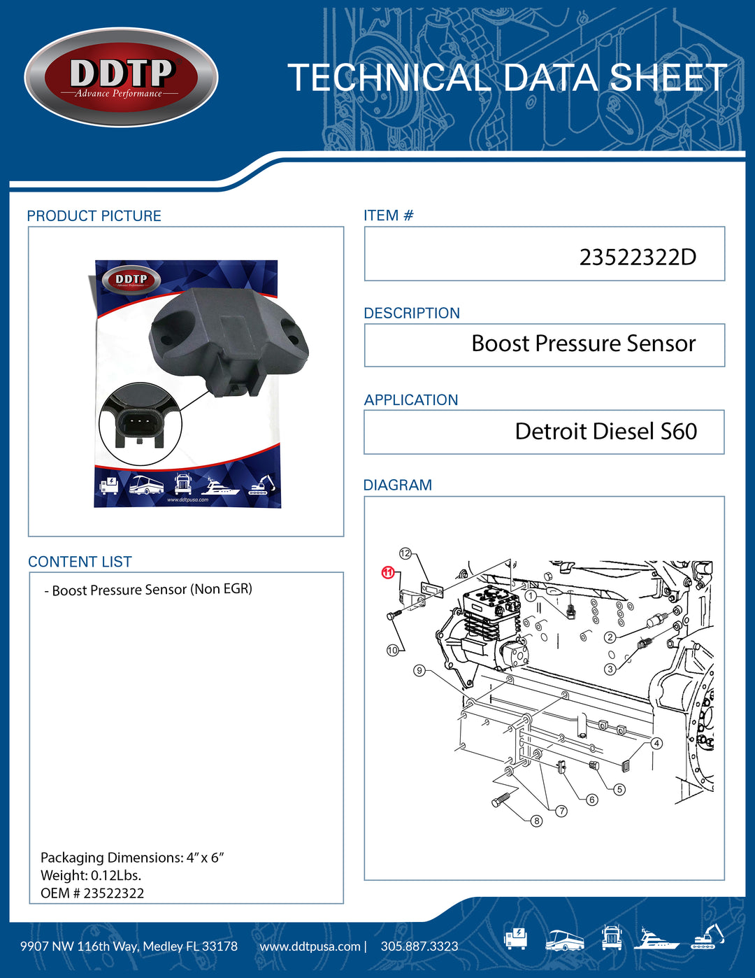 Boost Pressure Sensor S60 (Non EGR)