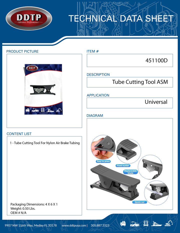 Tube Cutting Tool For Nylon Air Brake Tubing ( 451100D )