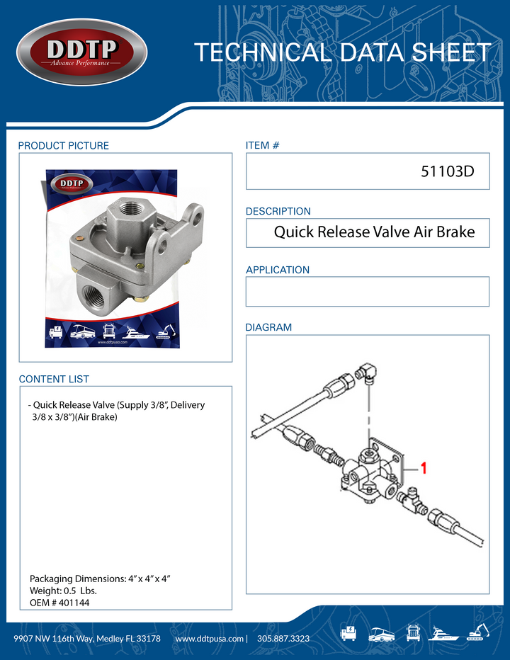 Quick Release Valve Supply 3/8", Delivery 3/8 x 3/8" Air Brake