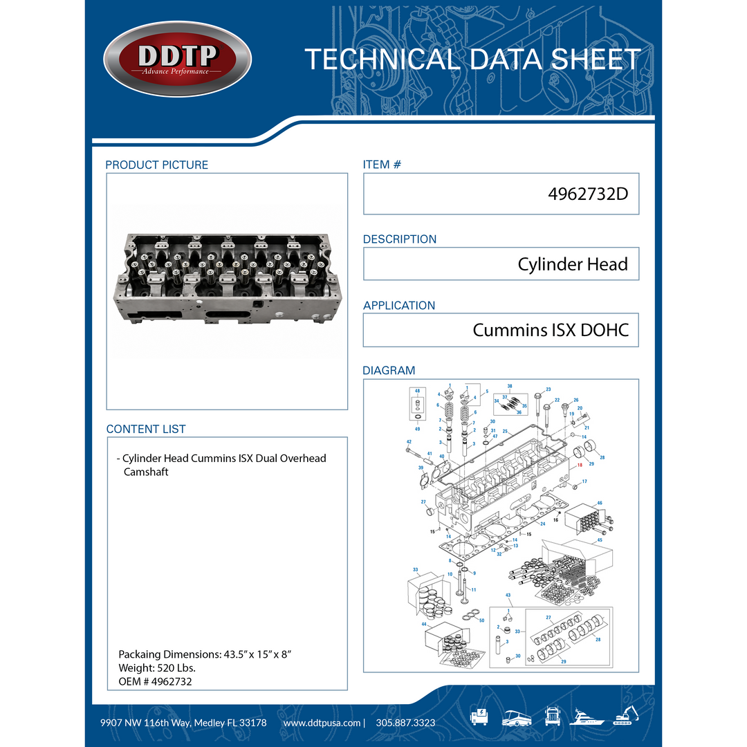 Nueva culata ASM Cummins ISX DOHC (5658283)