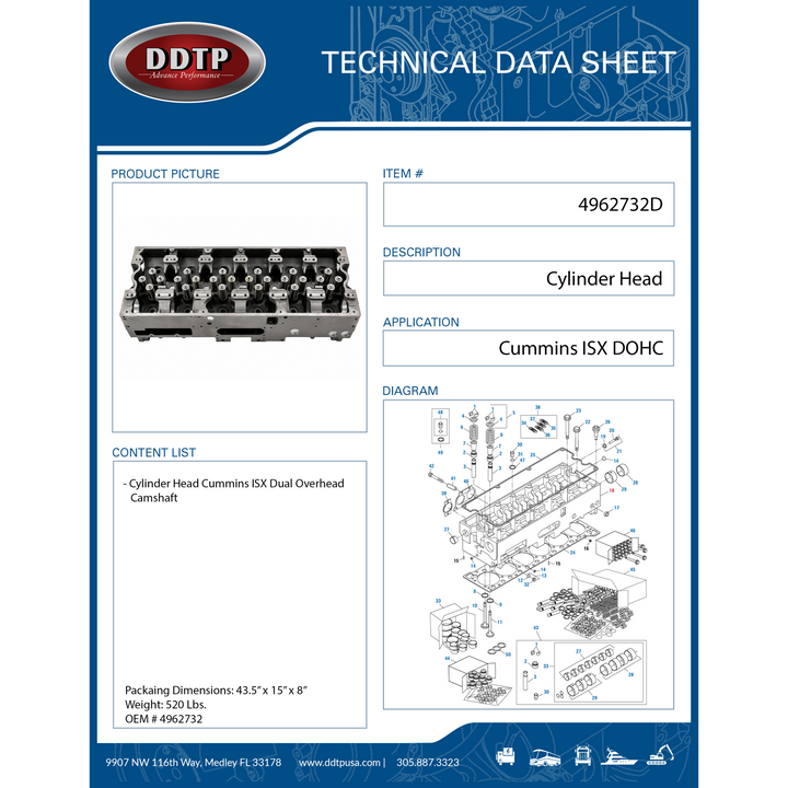 Nueva culata ASM Cummins ISX DOHC (5658283)