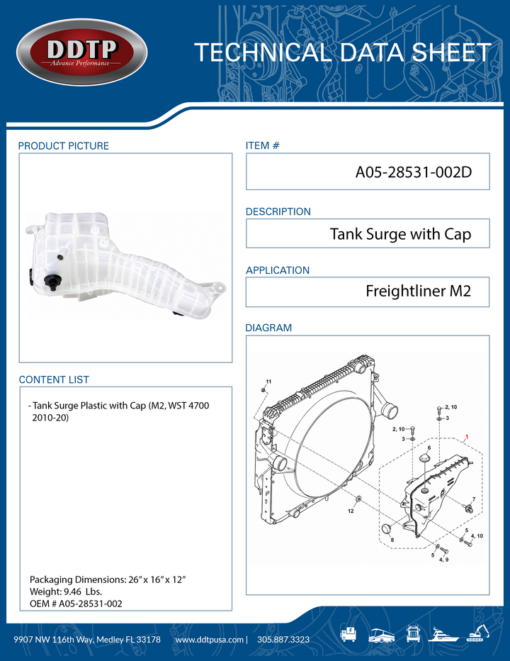 Freightliner Radiator Surge Tank with Cap