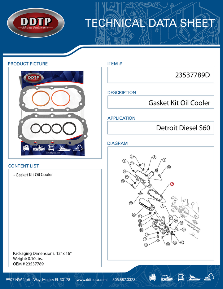 Kit de juntas para enfriador de aceite S60