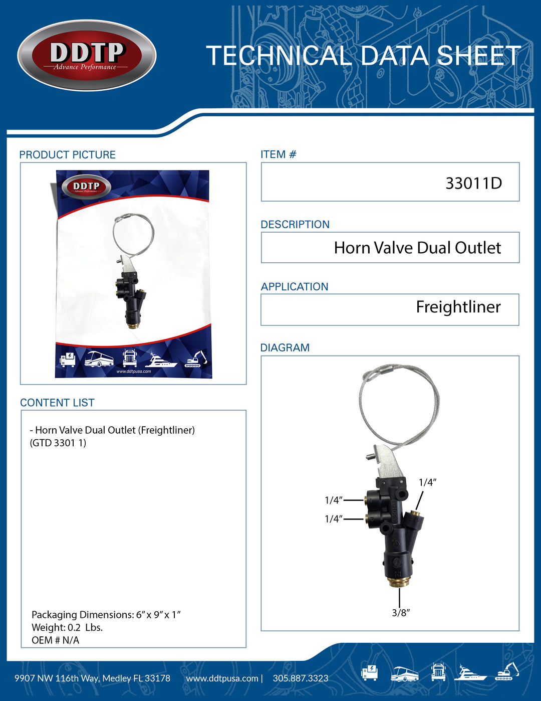 Horn Valve Dual Outlet (Freightliner)(GTD 3301 1)
