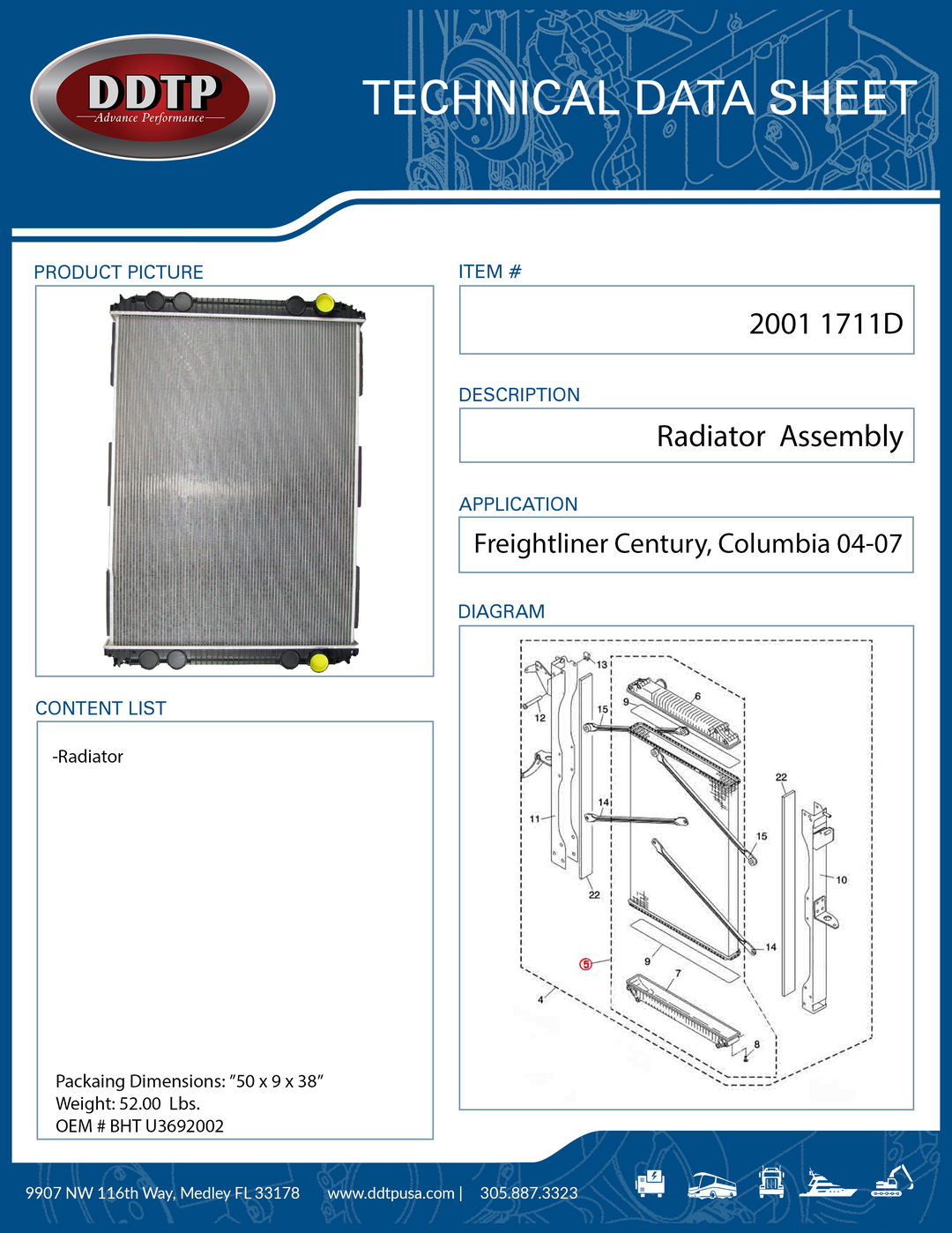 Radiator Century, Columbia 04-07( 376761541, BHT U3692002 )