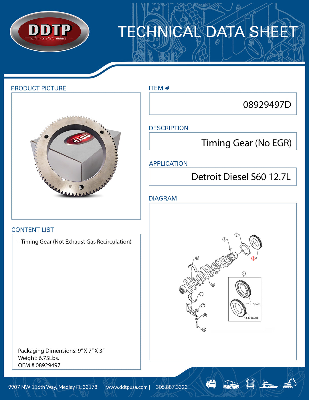 Timing Gear S60 12.7L NO EGR (08929497)