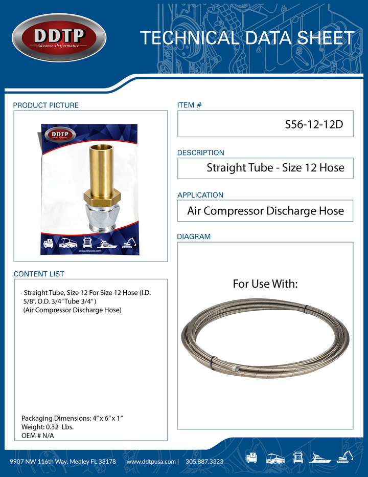 Straight Tube Fitting (Size 10 For Size 10 Hose)