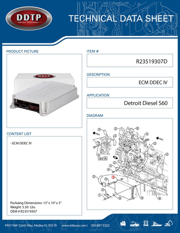 Reman ECM DDEC IV Detroit Diesel S60 12V (R23519307) (Blank)