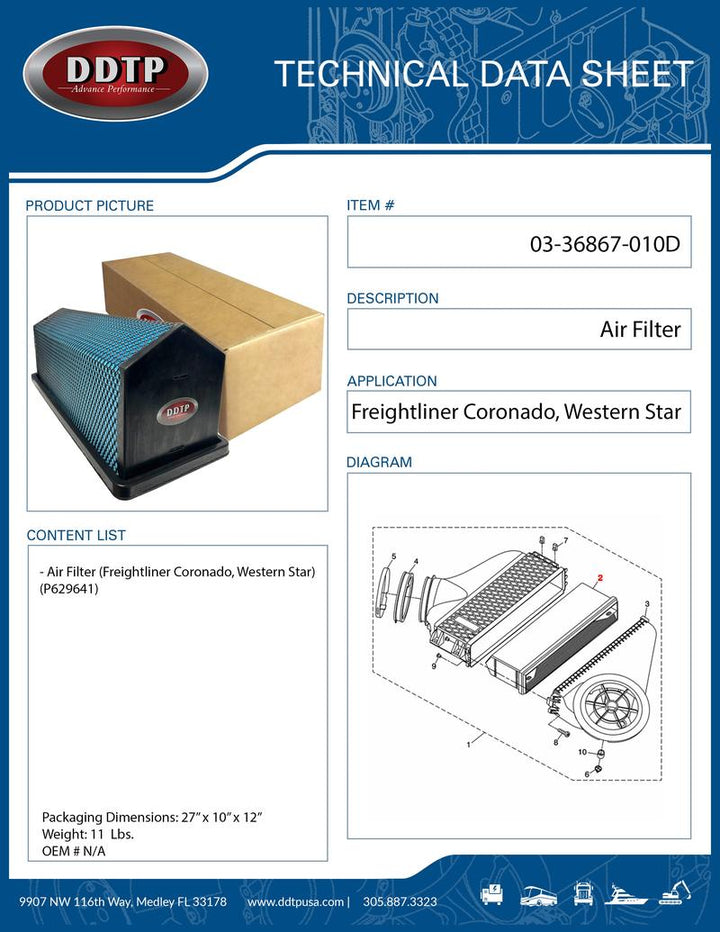 Air Filter (P629641)(Freightliner Coronado, Western Star)