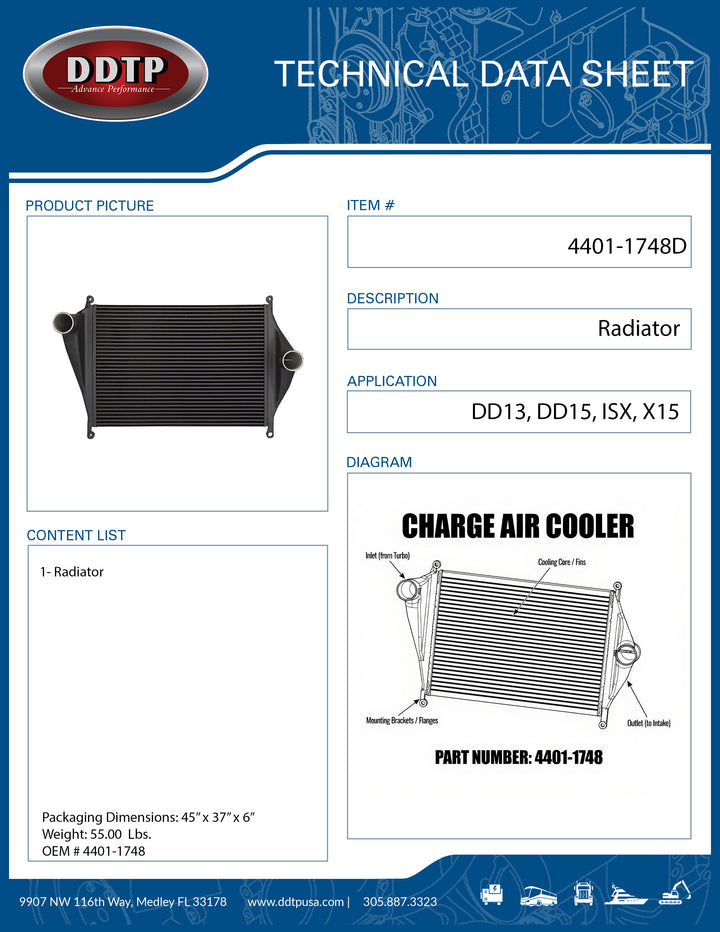 Heavy Duty Radiator | Aluminum Core Engine Cooling Radiator (4401 1748)