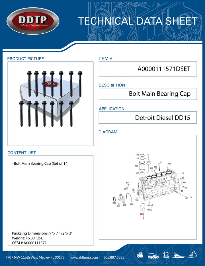 Bolt Main Bearing Cap (Set of 14) (A0000111571)