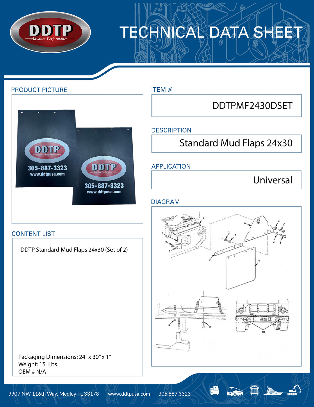 DDTP Standard Mud Flaps 24x30 (Set of 2)