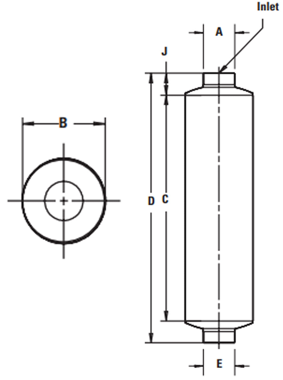 Round Muffler (Style 1) (Freightliner, Mack) (M100465)
