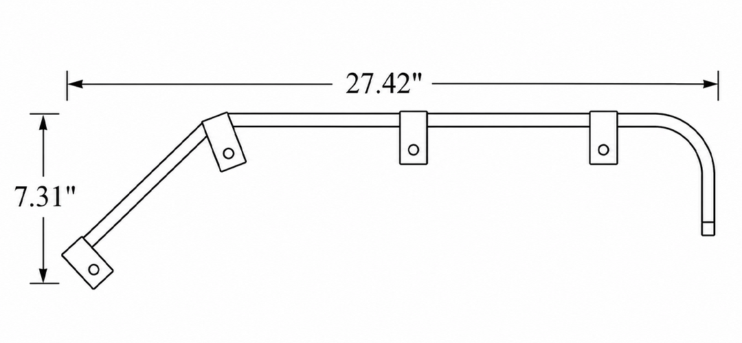 Colgador de guardabarros angular de alta resistencia, barra cuadrada universal de 27,42"