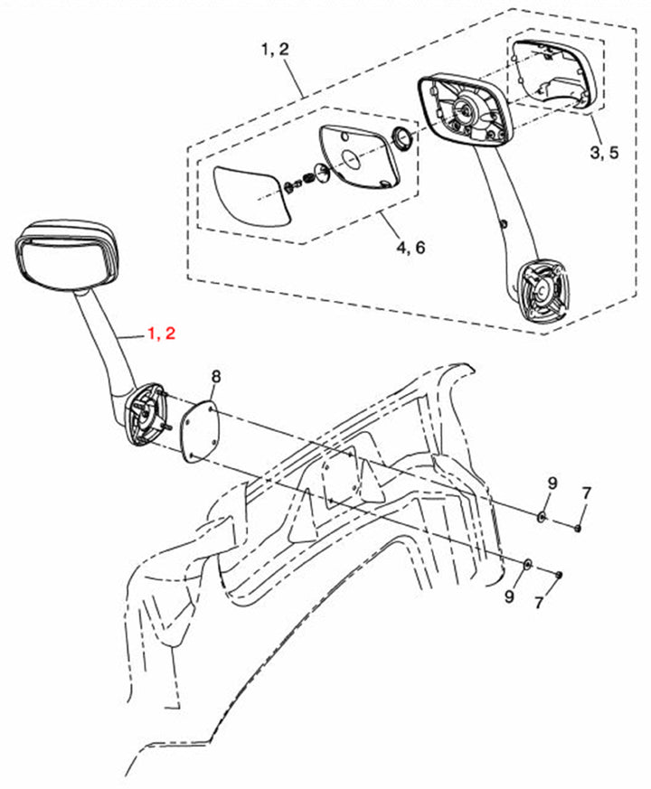 Hood Mirror ASM Black RH (Cascadia 08-17)