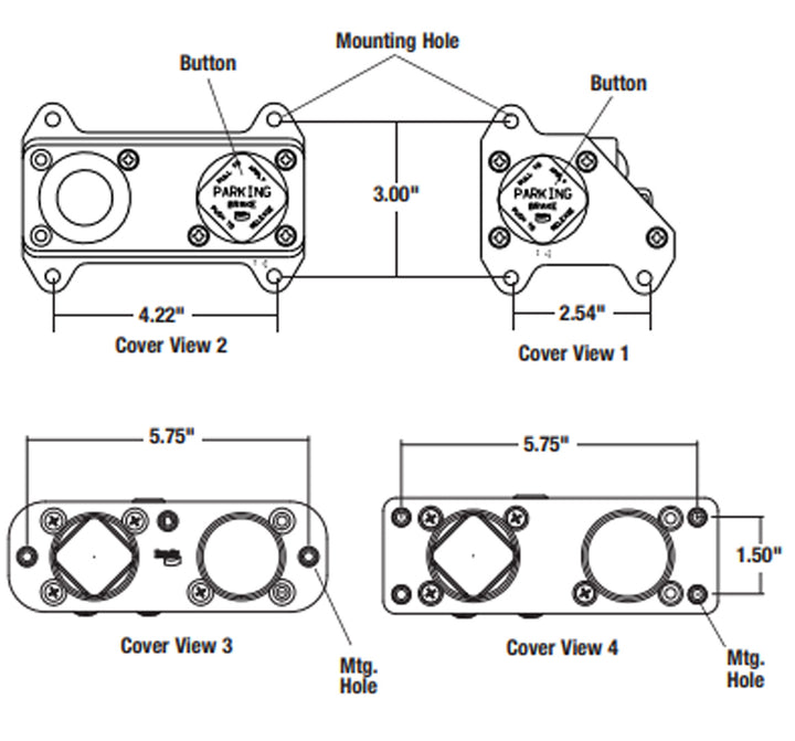 PP-DC Dash Control Brake Valve, 1/4"-20 Threaded Mounting Holes, 1/4" NPT Ports (800733)