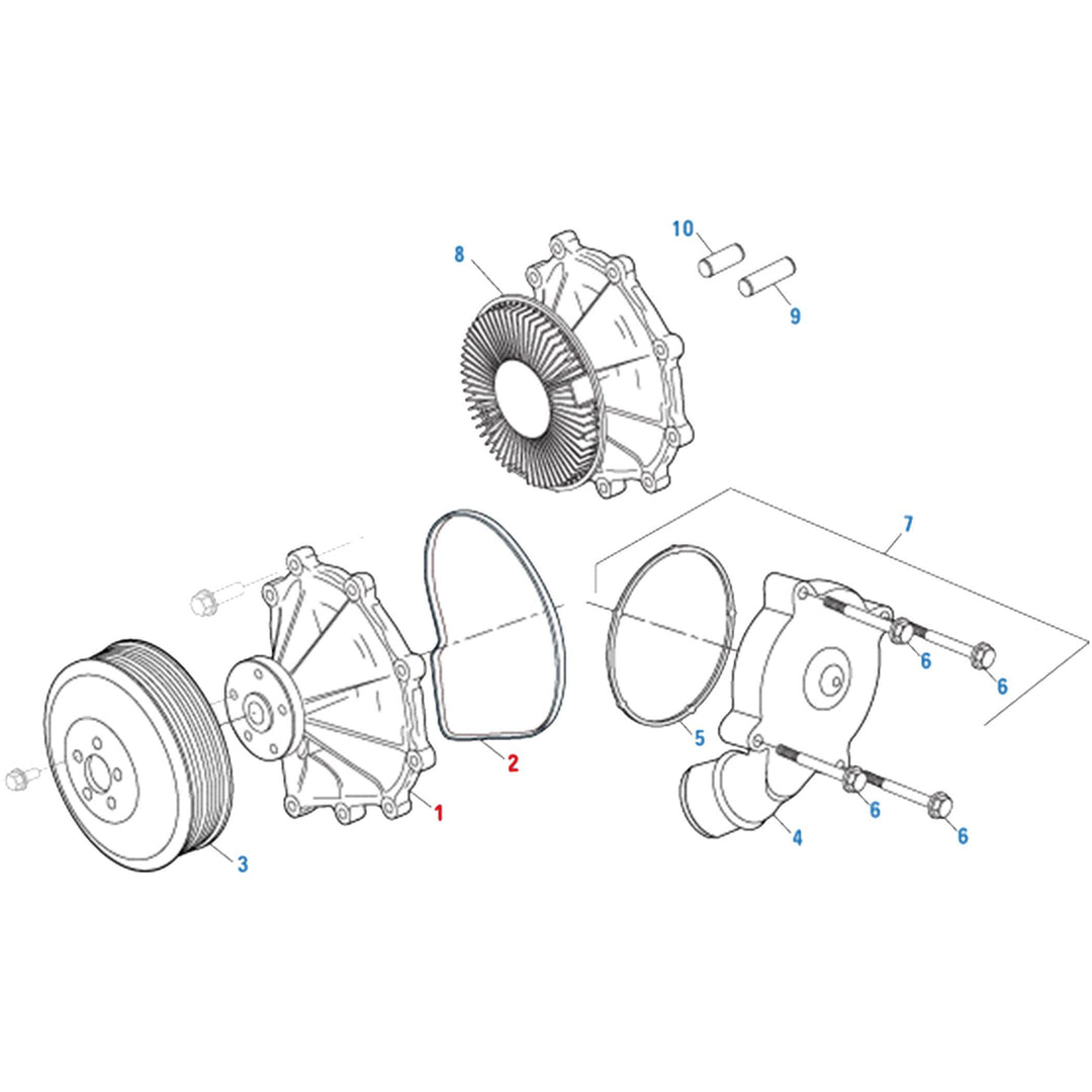 Water Pump With Mounting Gasket Detroit Diesel DD15
