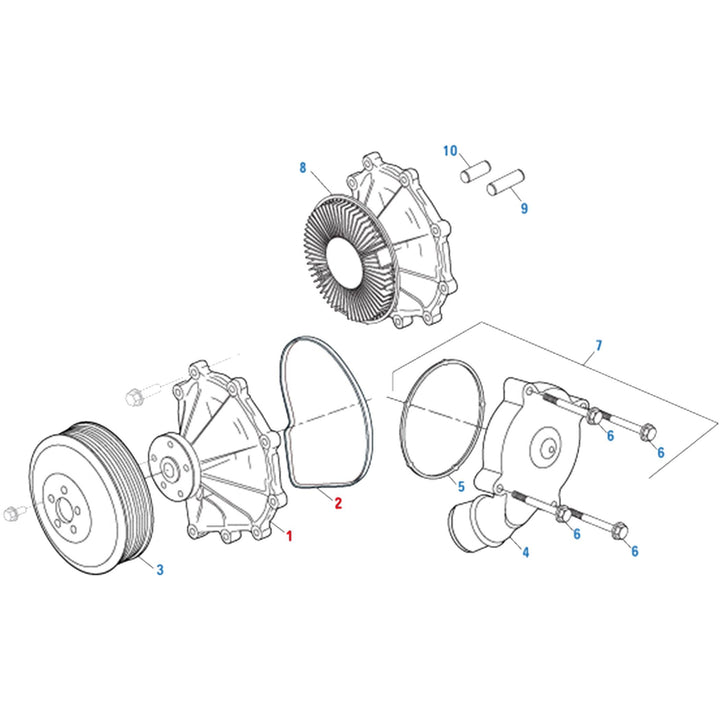 Water Pump With Mounting Gasket Detroit Diesel DD15