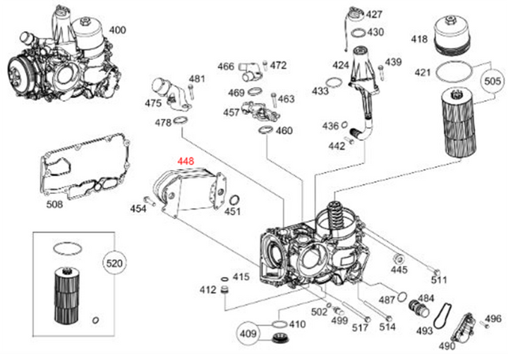Engine Oil Cooler Assembly (15 Plate) Detroit Diesel DD15 901 & 903