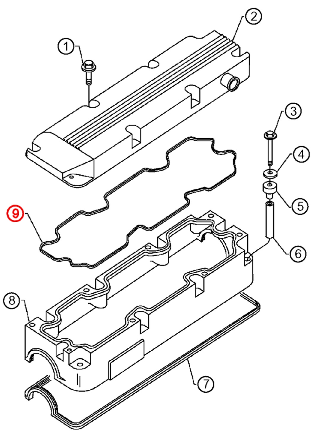 Junta de tapa de válvula (interna) (naranja) S60 12,7L sin EGR (08929803)
