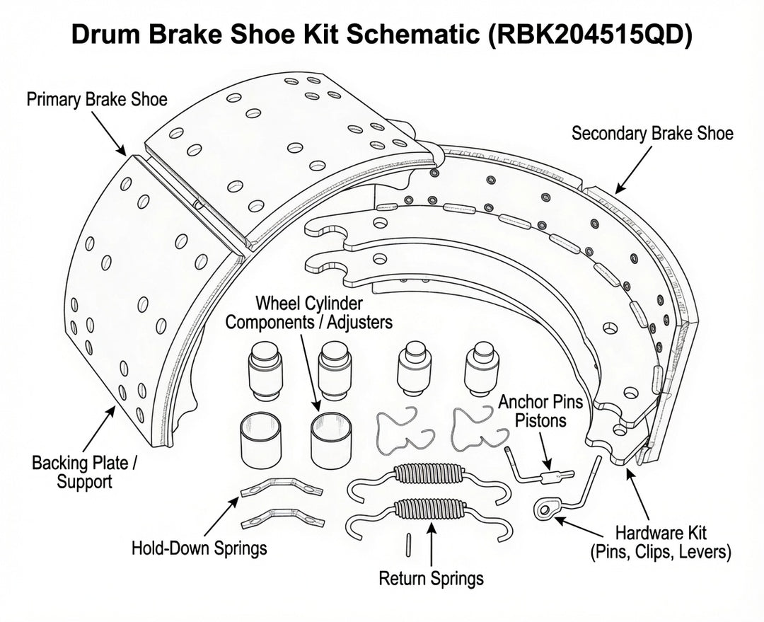 Brake Shoe Assembly Kit 20,000Lbs W/ Hardware Kit (RBK204515Q)