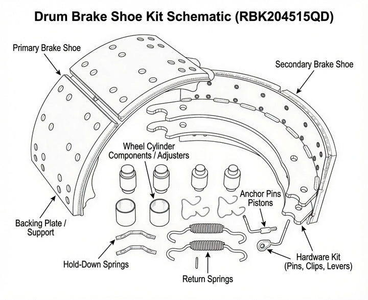 Brake Shoe Assembly Kit 20,000Lbs W/ Hardware Kit (RBK204515Q)