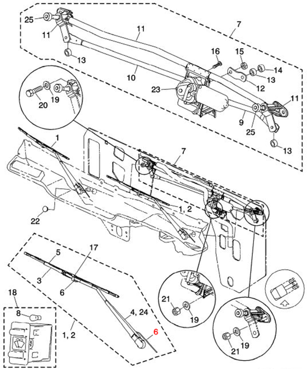 Nozzle & Tube Assembly - Wiper Arm (Freightliner Columbia)