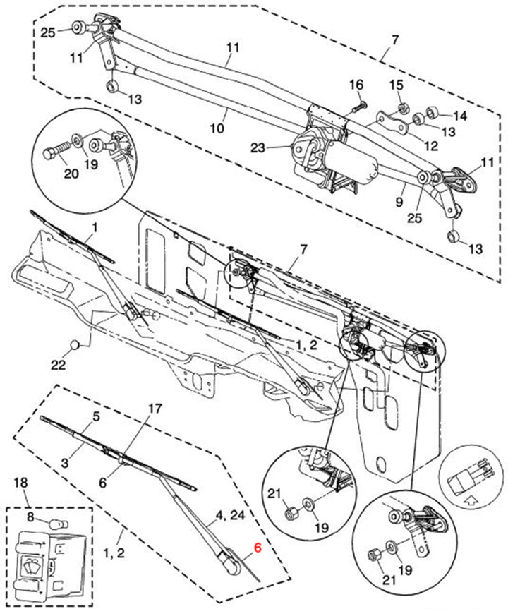 Nozzle & Tube Assembly - Wiper Arm (Freightliner Columbia)