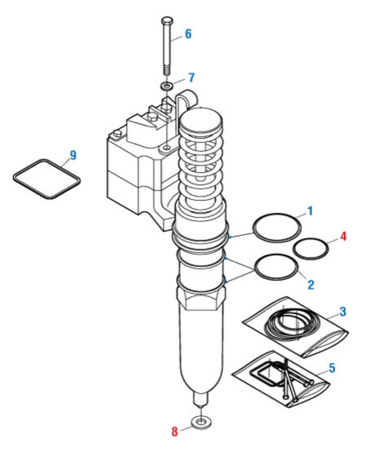 Injector Graphite and Seal Ring Lower for Detroit Diesel Engine Series 60 12.7L (Six Pack)