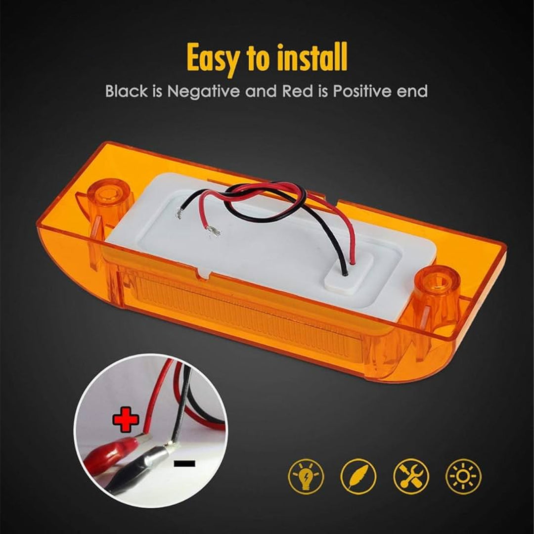 Rectangular Amber LED Side Marker Light 6" x 2" (Set of 10)
