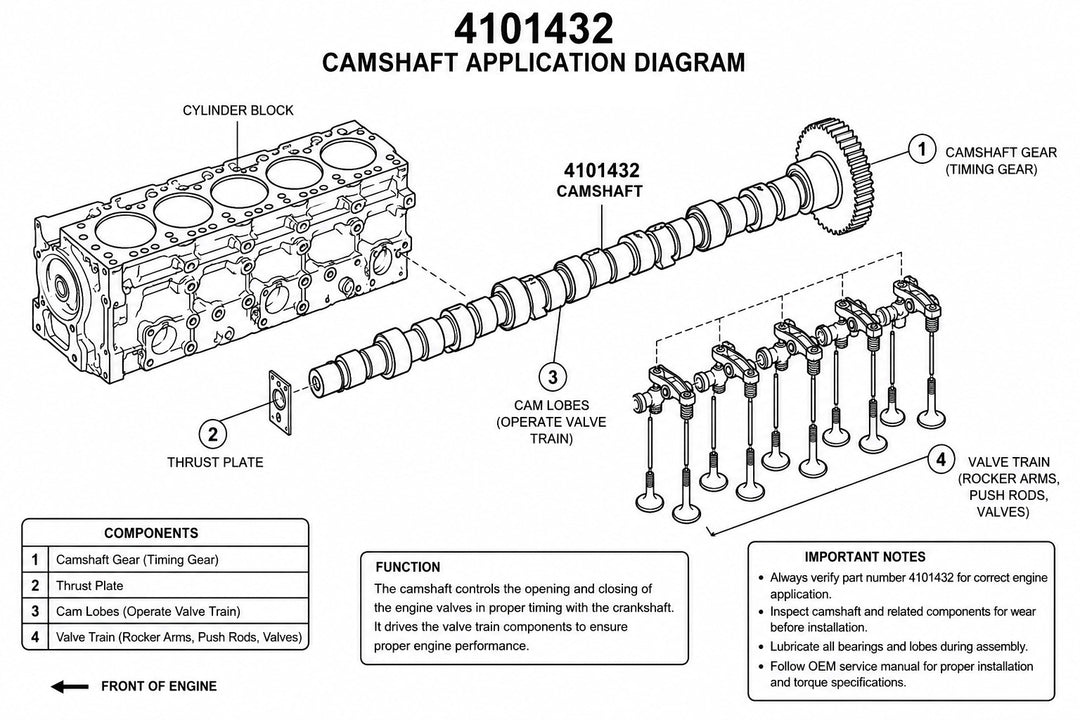 Camshaft for Cummins ISX, QSX, ISZ, QSZ, and X15 (4101432)