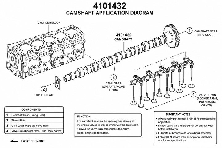 Camshaft for Cummins ISX, QSX, ISZ, QSZ, and X15 (4101432)