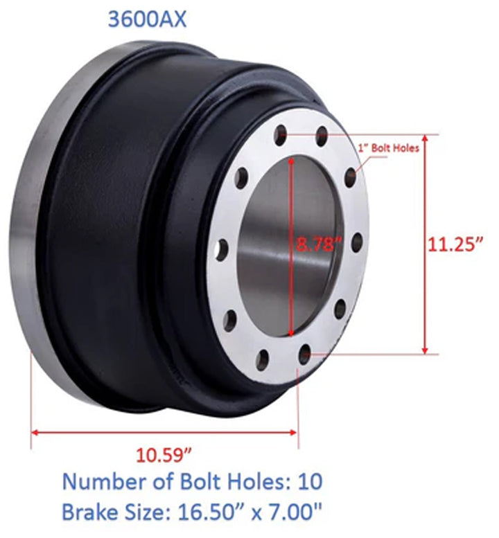Rear Brake Drum 16.50 X 7.00 (Premium Polished)(3600AX)
