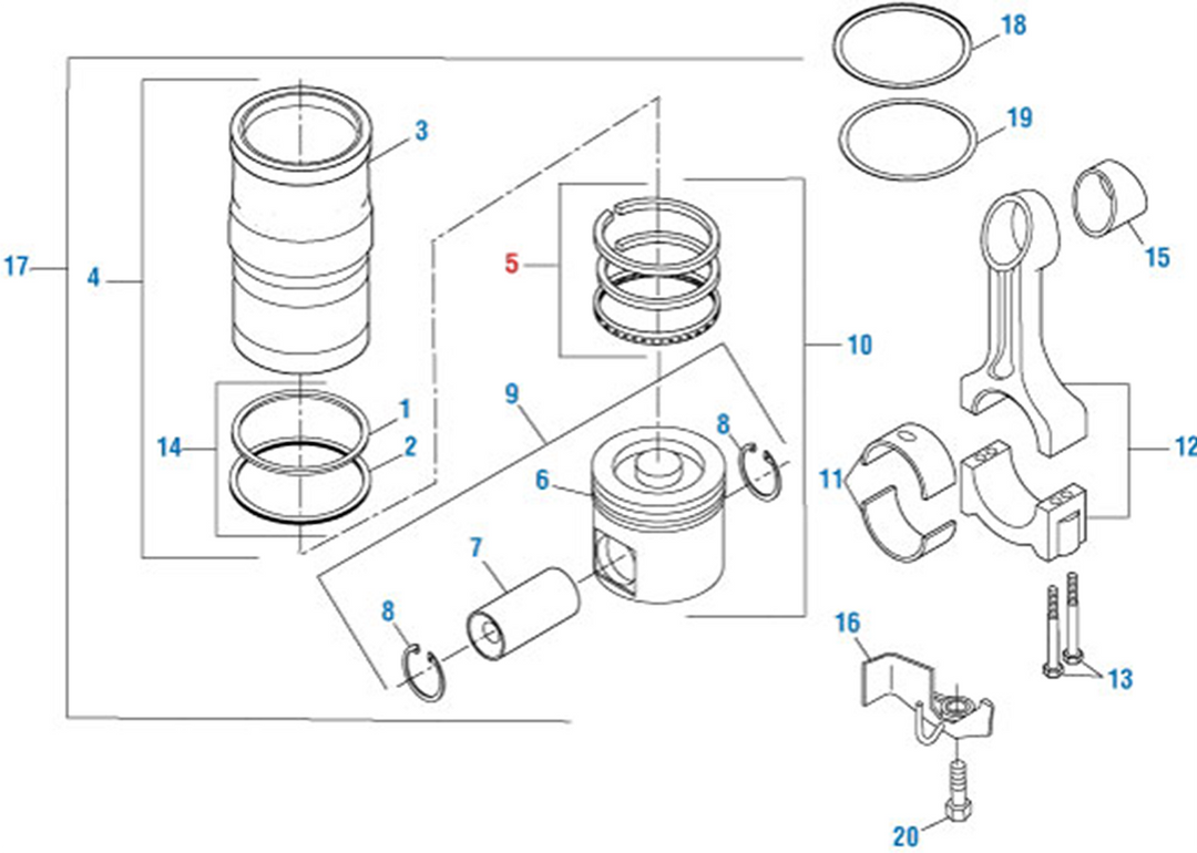 Juego de anillos de pistón para Cummins ISX, árbol de levas doble en cabeza (5405717)