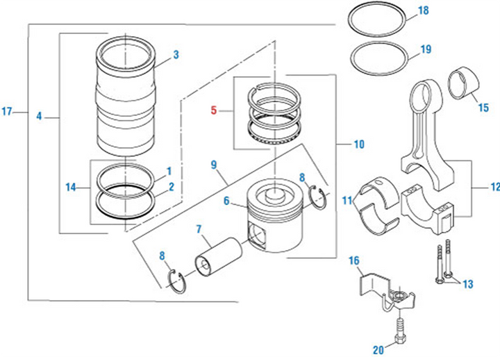 Juego de anillos de pistón para Cummins ISX, árbol de levas doble en cabeza (5405717)