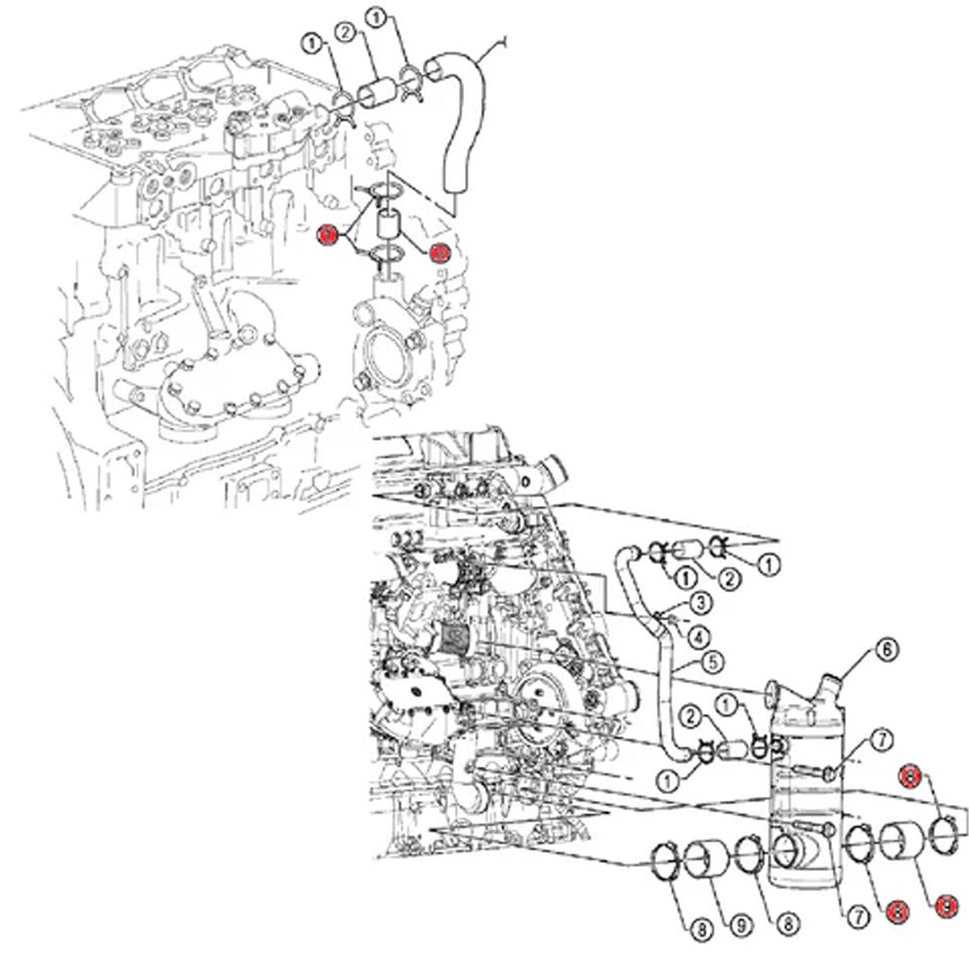 Kit de mangueras de refrigerante de silicona y abrazaderas CT para bomba de agua Detroit Diesel Serie 60 de 14 l