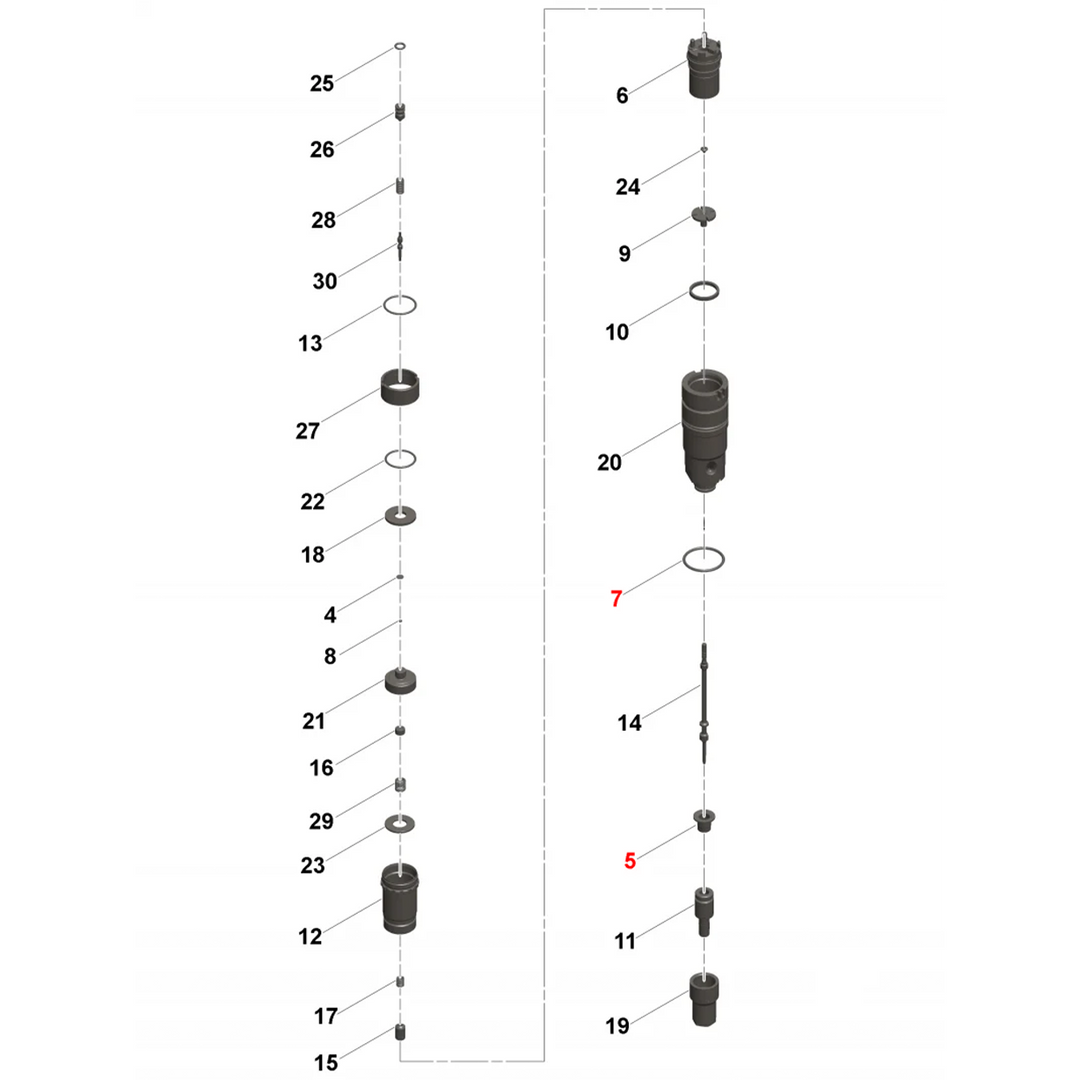 Set of 6 Injector Seal Kit Cummins ISX15 Single Overhead Camshaft