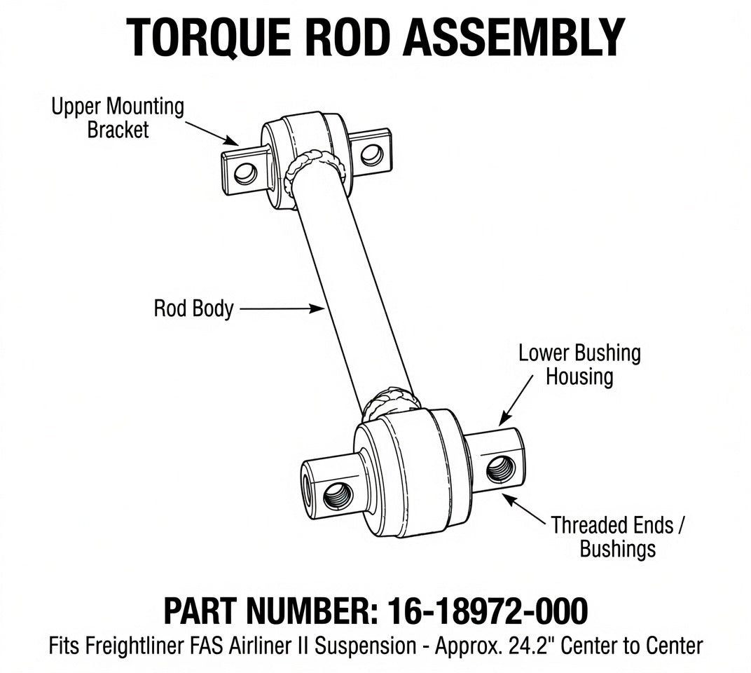 Heavy Duty Torque Rod for Freightliner | 24.21" Center-to-Center (16-18972-000)