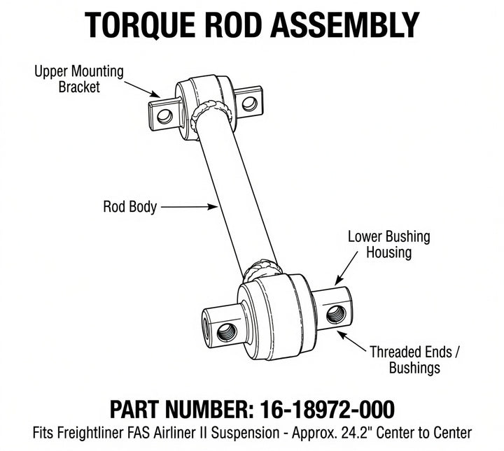 Heavy Duty Torque Rod for Freightliner | 24.21" Center-to-Center (16-18972-000)