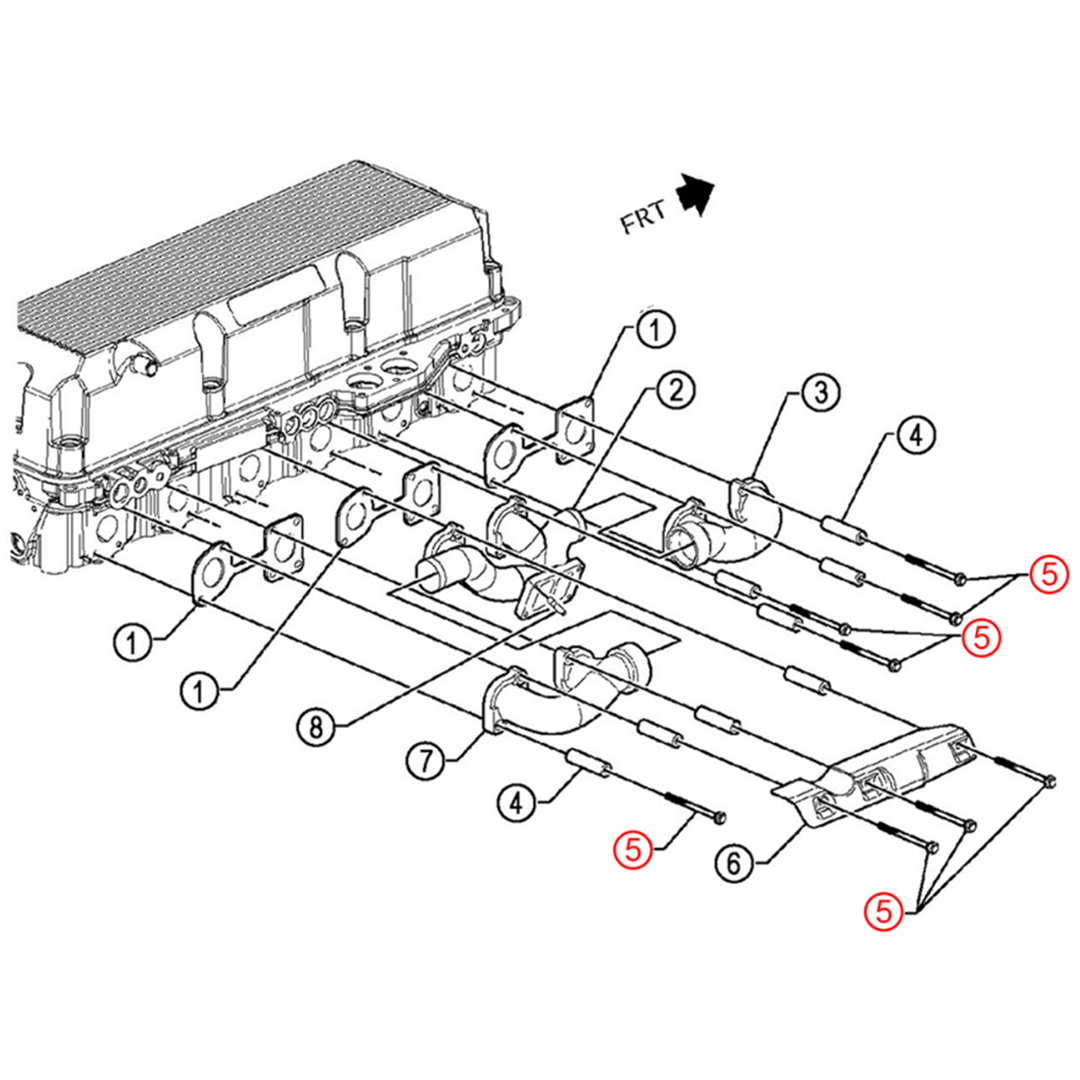 Juego de colector de escape de 12 pernos S60 (08929357)