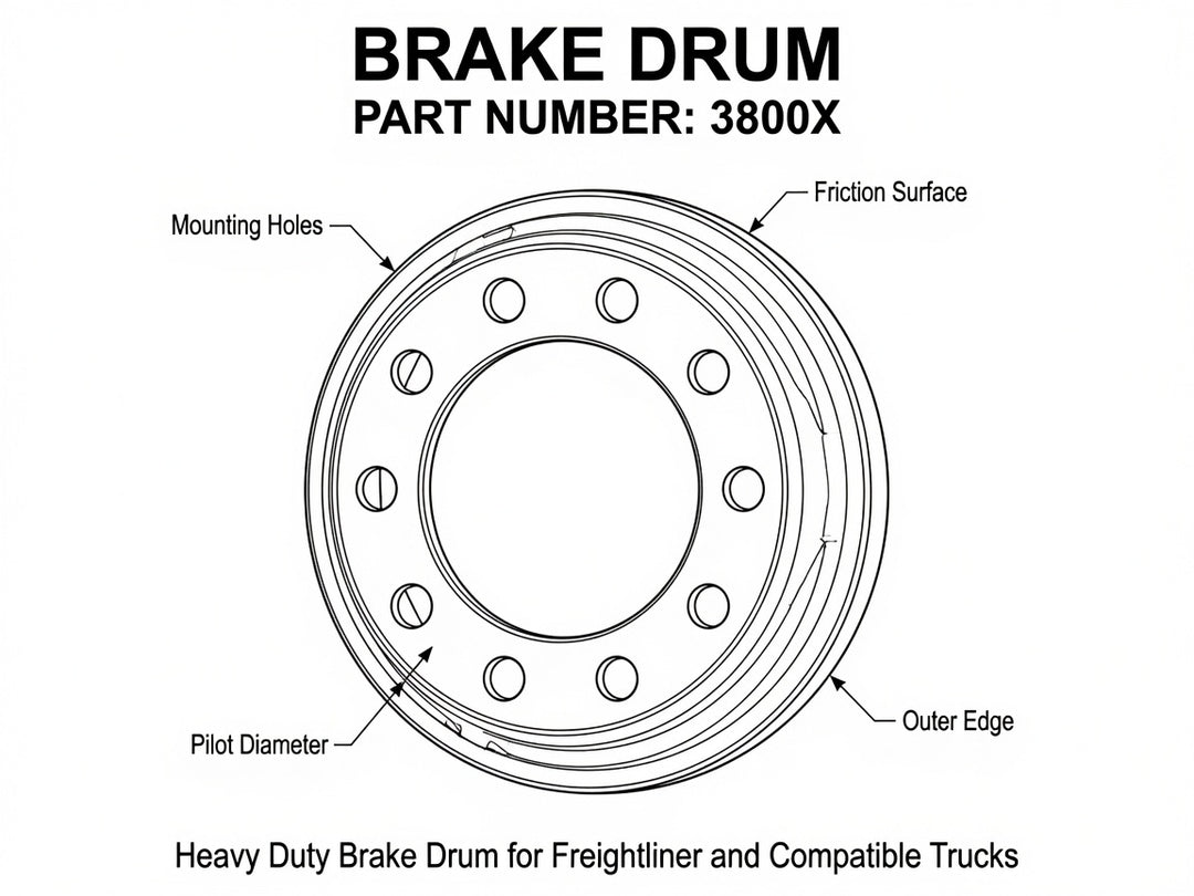 Heavy Duty Brake Drum 15.00" x 4.00" | Outboard Mount | 10-Bolt Disc Wheel | Cast Iron (3800X)