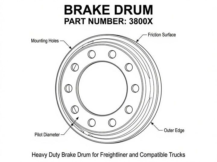 Heavy Duty Brake Drum 15.00" x 4.00" | Outboard Mount | 10-Bolt Disc Wheel | Cast Iron (3800X)