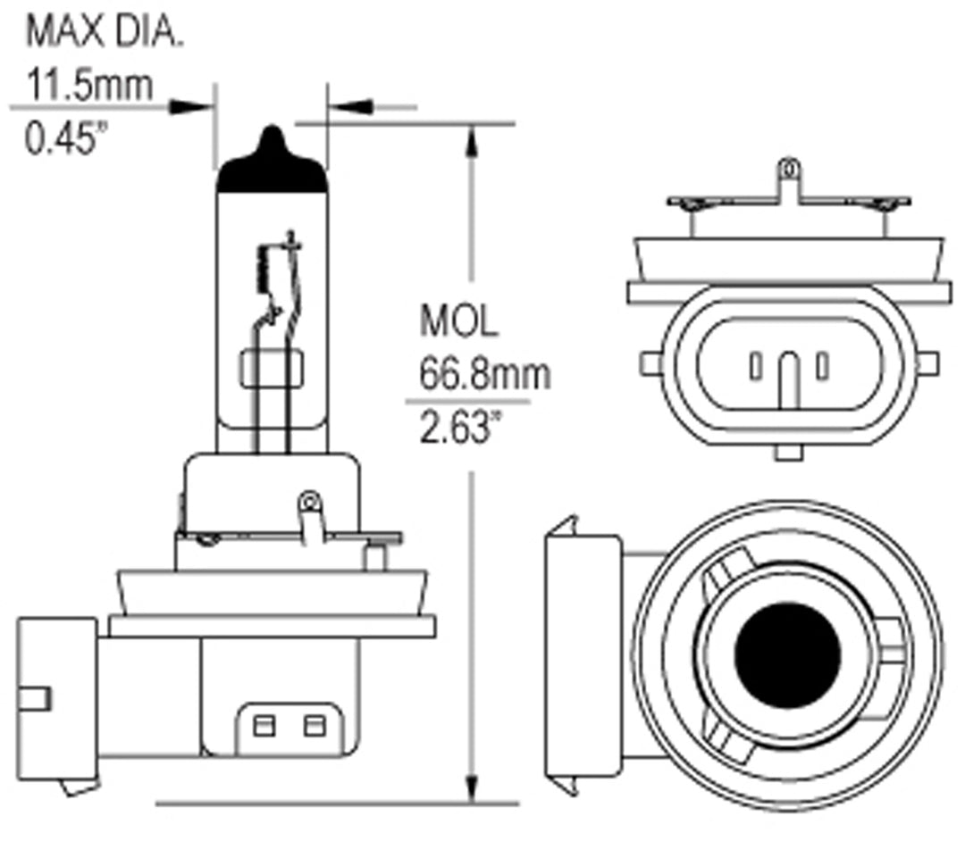 Long Life Halogen Headlight Lamp Fog Bulb-H11 Sylvania 12V 55W (Cascadia)