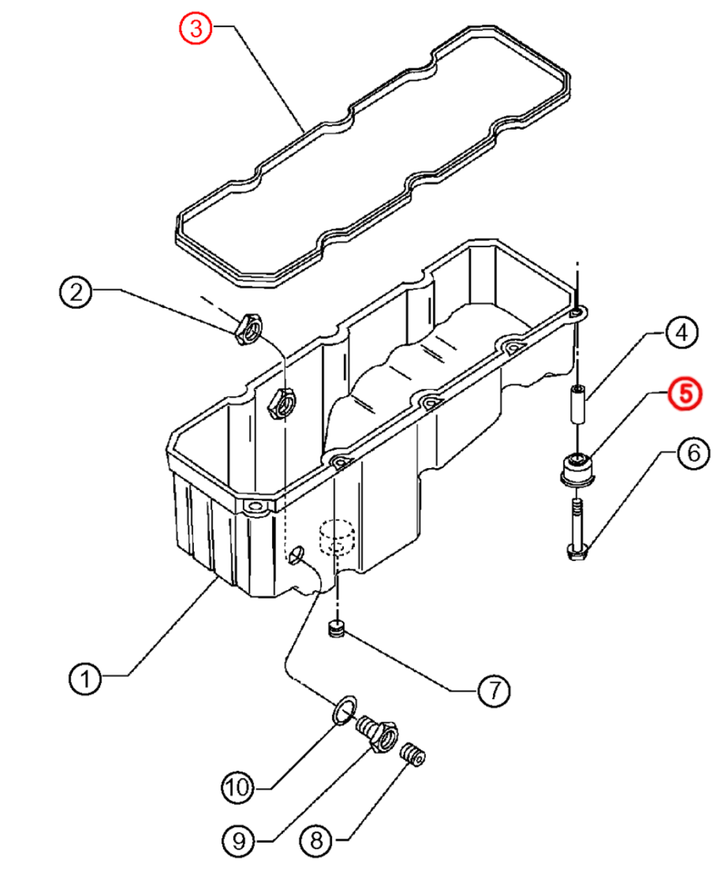 Oil Pan Isolator with Gasket Detroit Diesel S60 12.7L (23517242)