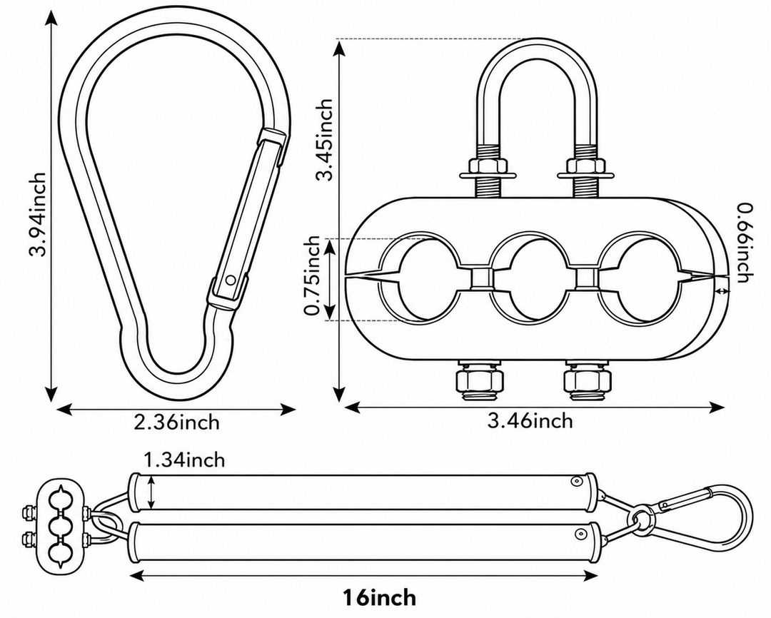 16" Heavy Duty Dual Tracker Tender Springs Kit for 3 in 1 Air Line Hose