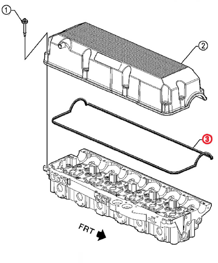 Junta de tapa de balancín negra para motores Detroit Diesel serie 60 de 12,7 l y 14 l (23522269)